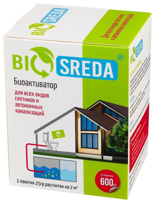 Септик для биотуалетов Biosreda для септиков и автономных канализаций, 600 гр 24 пак