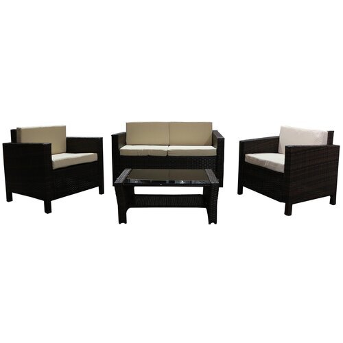Комплект мебели Garden Story Никон: стол, 2 кресла, диван, SFS001-2, коричневый