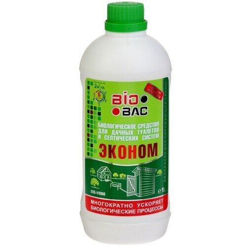 Biobac Биологическое средство для дачных туалетов и септиков BB-V600, 180 дней, 1 л