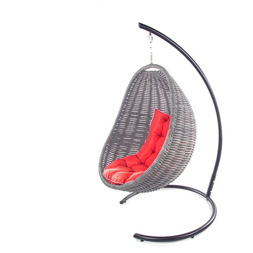 Подвесное плетеное кресло кокон серое (под заказ) для садового участка, загородной террасы или бизнеса на улице