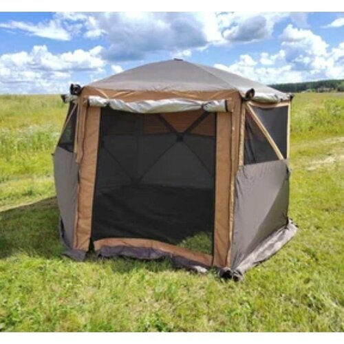 Комфортный шатер-беседка 360*360*215 см шестиугольный для отдыха в походе, в кемпинге, на природе или даче. Nature camping Travel top 1936