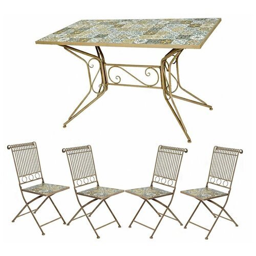 Садовая мебель с мозаикой тулуза (стол и 4 стула), металл, керамика, Kaemingk 840033/840916