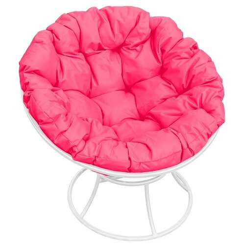 Кресло садовое M-Group папасан белое, розовая подушка