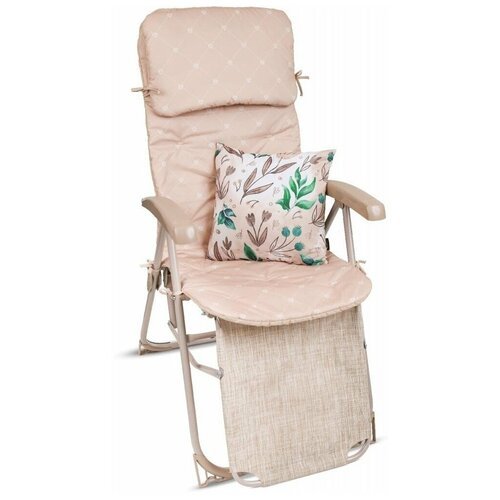 Кресло-шезлонг до 100 кг. со съемным матрасом и декоративной подушкой HAUSHALT (арт. ННК7/SN песочный)