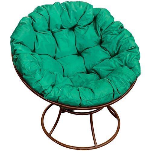 Кресло садовое M-Group папасан коричневое, зелёная подушка