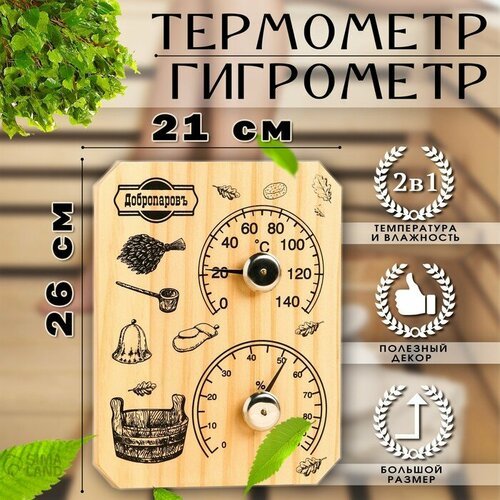 Добропаровъ Термометр-гигрометр 'Табличка', дерево