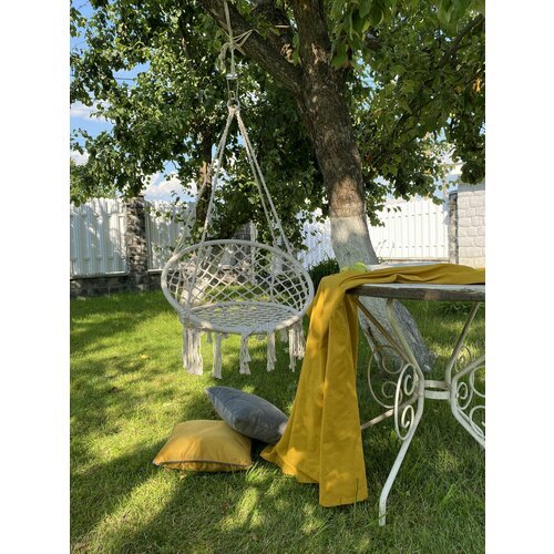 Кресло гамак подвесное садовое для отдыха гелеос КГП82400Б, размер 62х48х116см, белый, для дома и дачи