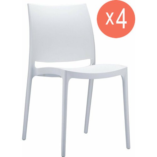 Комплект стульев для кухни 4 шт Siesta Contract Maya, пластиковые, белый цвет