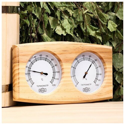 Добропаровъ Термометр-гигрометр для бани, деревянный