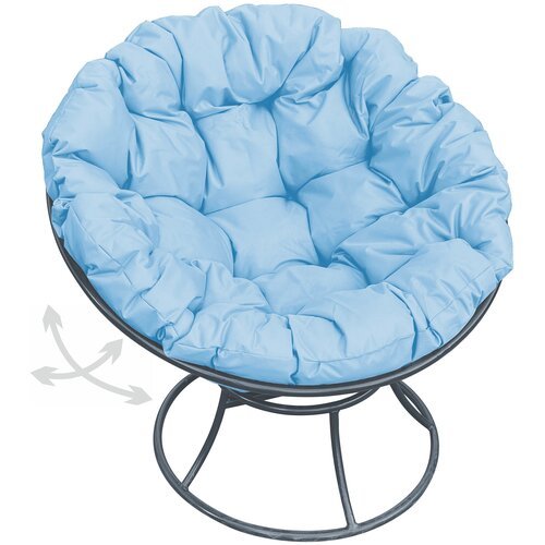 Кресло M-Group папасан пружинка серое, голубая подушка