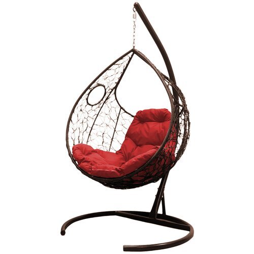 Подвесное кресло m-group долька ротанг коричневое, красная подушка
