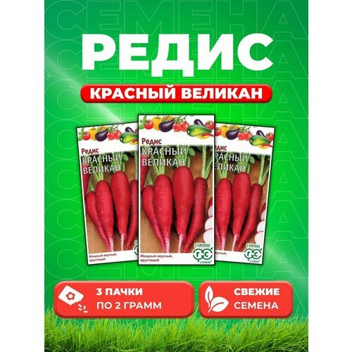 Редис Красный великан, 2,0г, Гавриш, (3уп)