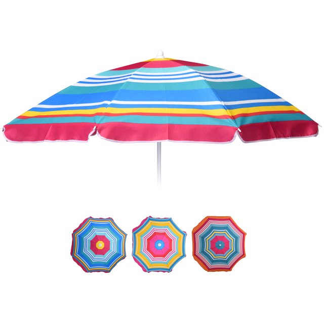 зонт от солнца Полоски цветные d143,5см h1,57м п/э в асс-те