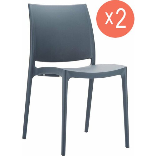 Комплект стульев 2 шт для кухни Siesta Contract Maya, пластиковые, темно-серый цвет