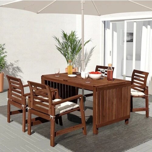 Комплект садовой мебели икеа эпларо стол и 4 кресла , коричневая морилка.