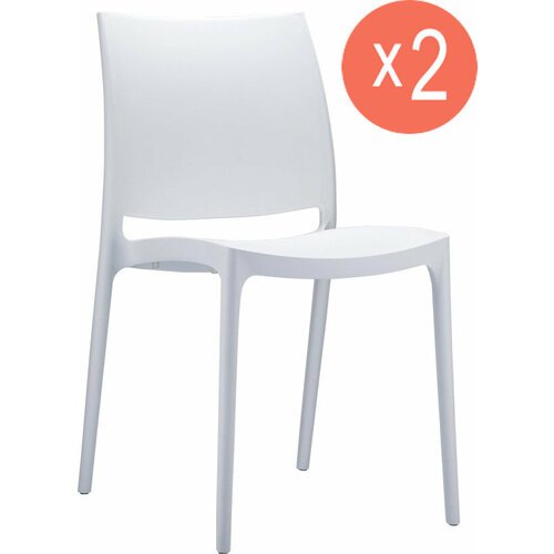 Комплект стульев 2 шт для кухни Siesta Contract Maya, пластиковые, белый цвет