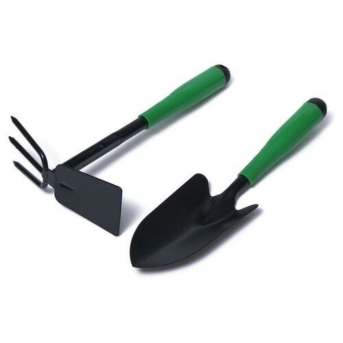 Greengo Набор садового инструмента, 2 предмета: мотыжка, совок, длина 35 см, пластиковые ручки