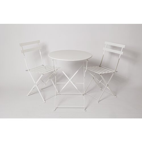 Комплект садовой мебели, металлический OTS-001R белый (2 стула и стол)