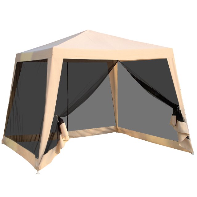 шатер с антимоскитной сеткой 3x3x2,35м бежево-чёрный