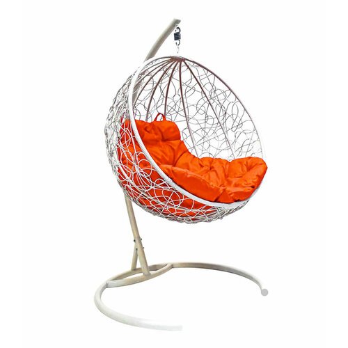 Подвесное кресло 'Круг' Белое с оранжевой подушкой M-Group