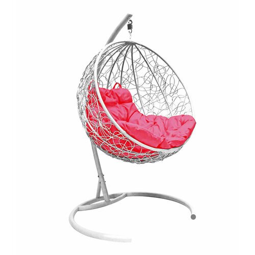 Подвесное кресло 'Круг' Белое с розовой подушкой M-Group