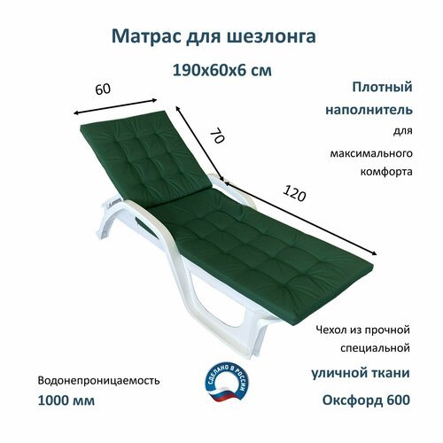 Матрас для лежака/ шезлонга 190*60*6 Everena Outdoor Tafting oxford green