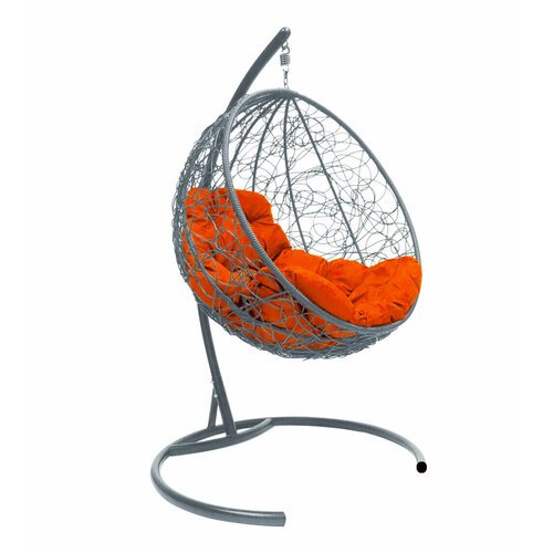 Подвесное кресло 'Круг' Серое с оранжевой подушкой M-Group