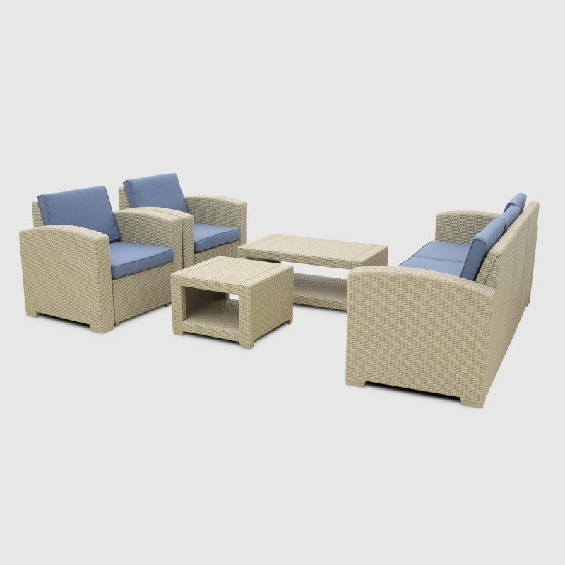Комплект мебели LF стол+софа 3-х местная+2 кресла+тумбочка серый