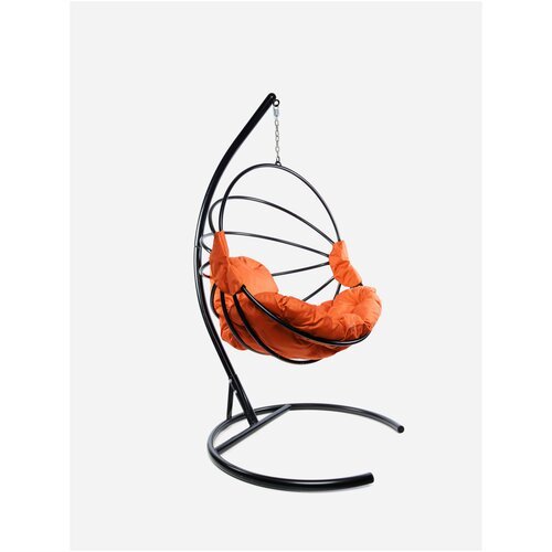 Подвесное кресло m-group веер, разборный чёрный, оранжевая подушка