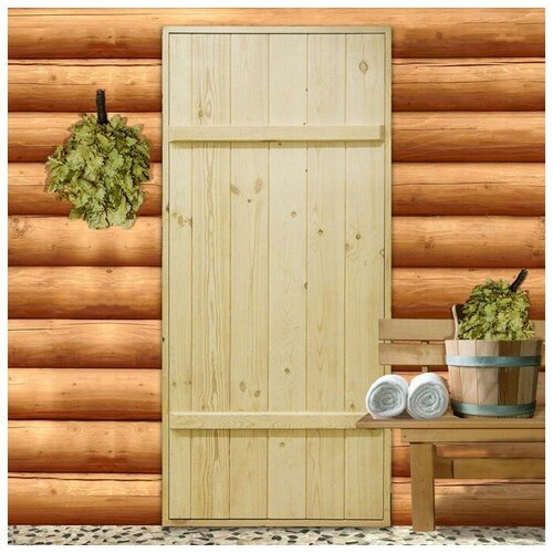 Дверной блок для бани 170×70см из сосны на клиньях массив 'Добропаровъ'