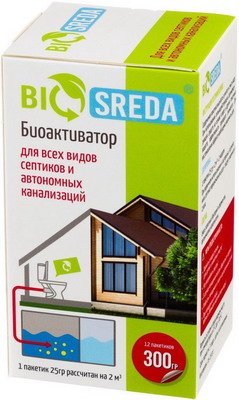 Биоактиватор Biosreda для септиков и автономных канализаций 300 гр 12 пак