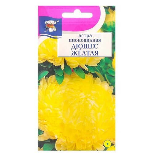 Семена цветов Астра пионовидная 'Дюшес', желтая, 0,3 г (3 шт)