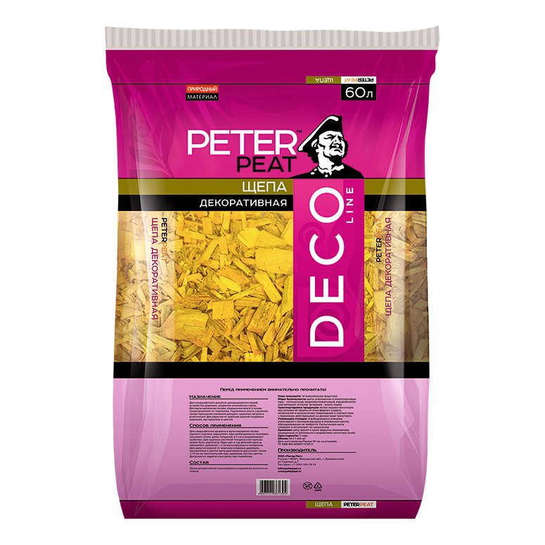 Щепа декоративная желтая 60 л Peter Peat