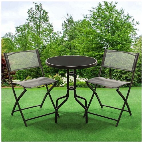 Мебель садовая Green Days, Дуэт, черная, стол, 60х60х70 см, 2 стула