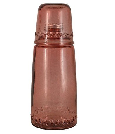 Бутылка для воды Natural Water (1 л) со стаканом (0.22 л), розовая VSM-XRD8379-DB19 Vidrios San Miguel