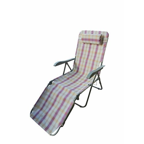 Кресло -шезлонг Таити арт. с447 (2шт в уп. (каркас серый, ткань разноцветная клетка))
