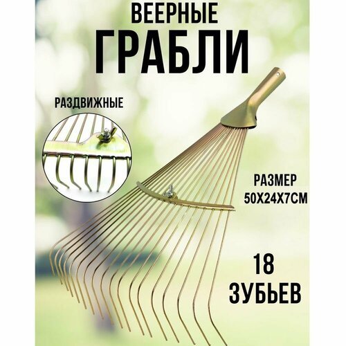 Грабли веерные, раздвижные, без черенка