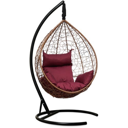 Подвесное кресло-кокон SEVILLA коричневый + каркас (черная подушка)